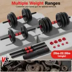 Adjustable Dumbbell Set – 45lbs Free Weight Set with Double Locknut, 5-in-1 Includes Barbell, Kettlebells, Push Up Stand - Image 7