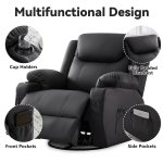 Oversized Recliner Chair – 360° Swivel Recliner for Adults with Heat and Massage, Manual Recliner with Remote Control and Cup Holders - Image 4