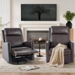 Leather Recliner Chair for Adults – Swivel Rocker Recliner for Small Spaces, Wide Glider Rocking Nursery Chair with Ergonomic High Backrest - Image 2