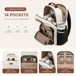 LOVEVOOK Laptop Backpack for Women with Pouch Pocket for Large Capacity Cup,15.6 Inch Laptop Computer Bag Travel Backpack Purse,Waterproof Work Business Backpack College Teacher Bags,Beige-Black-Brown - Image 6