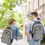 MATEIN Travel Laptop Backpack, Business Anti Theft Slim Sturdy Laptops Backpack with USB Charging Port, Water Resistant College School Computer Bag Gift for Men & Women Fits 15.6 Inch Notebook, Grey - Image 4
