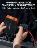 AstroAI S8 Car Battery Jump Starter, Car Jumper Starter Battery Pack for Up to 6.0L Gas & 3.0L Diesel Engines, 12V Portable Jump Box with 3 Modes Flashlight and Jumper Cable (Orange) - Image 8