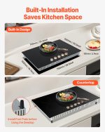 VEVOR Induction Cooktop, 9200W Electric Countertop Burner, 5 Burner Knob Control Stove, Built-in Induction Cooktop with 12 Temperature Settings, Glass Surface, Auto Shut-Off - Image 5