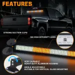 XRIDONSEN 35 inch Traffic Advisor Light Bar 144 LED Amber White Emergency Warning Flashing Safety Interior Windshield strobe lights w/Directional Arrow for Construction Vehicles Snow plow Trucks - Image 5