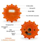 Ecoangel USB-C Rechargeable LED Road Flares Emergency Lights-Large Capacity (Lithium Battery) 3 in 1 Cable Roadside Warning Car Safety Beacon Flashing Disc Flare Kit with Magnetic Base for Vehicles - Image 6