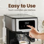 Chefman CraftBrew Espresso Machine, 15-Bar Pump Digital Espresso Maker w/Steam Wand for Latte & Cappuccino, Compact Espresso Coffee Machine w/ 1.5L Removable Water Reservoir - Stainless Steel (Renewed) - Image 5
