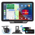 Portable Carplay Screen for Car, 7" Wireless Carplay & Android Auto with Bluetooth, HD Backup Camera, GPS Navigation, Siri, FM, AUX, Mirror Link for All Vehicles - Image 2