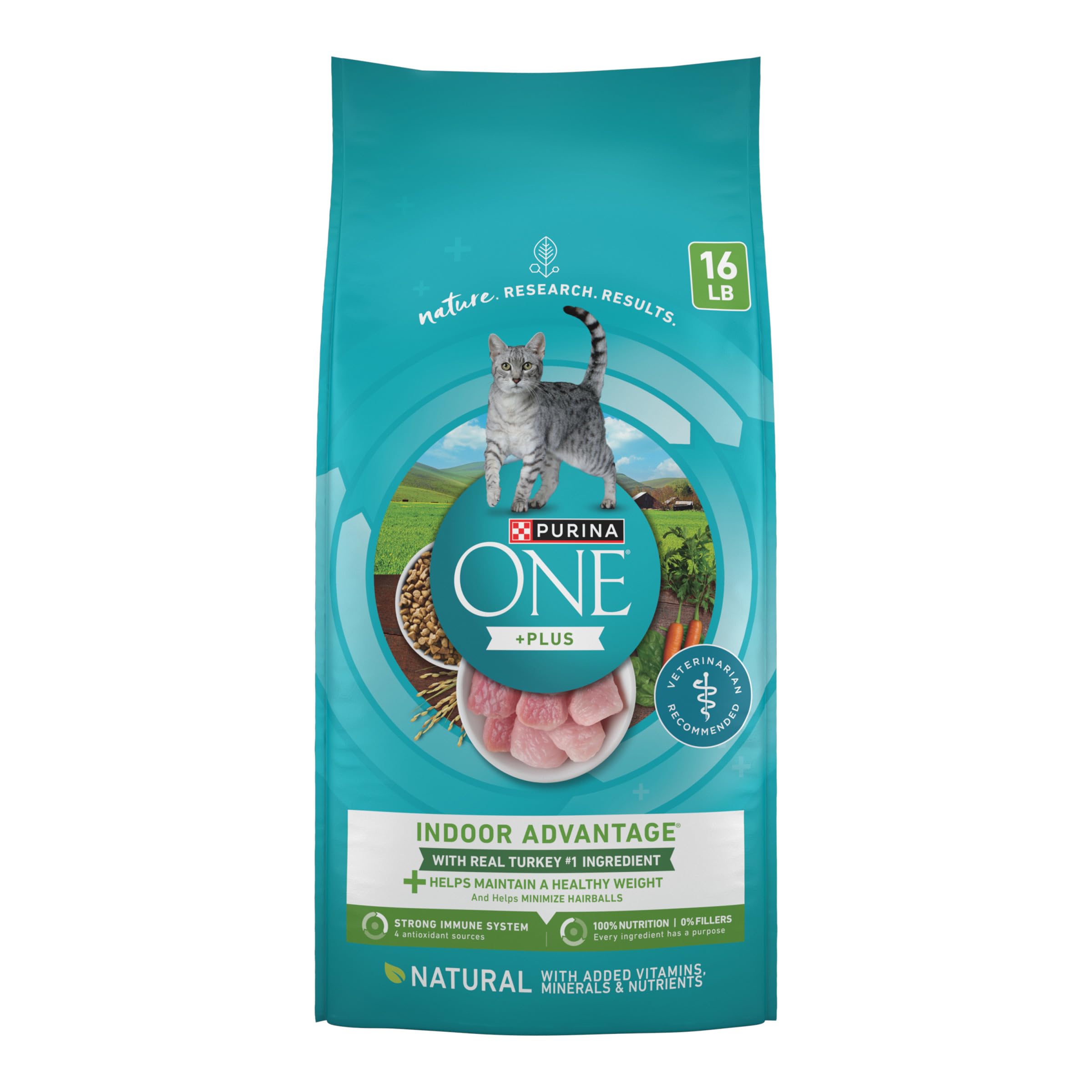 719niS-HqjL Purina ONE Natural, Low Fat, Weight Control, Indoor Dry Cat Food, +Plus Indoor Advantage - 16 lb. Bag - Image 1