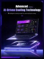 llano V12 Ultra Laptop Cooling Pad with Smart Software Control, RGB Gaming Laptop Fan Cooler Stand, 5.5" Turbo Fan, Adjustable Speed, 3*USB 3.0 Ports, 3 Height Stands, for 15.6"-19" Laptops, Black - Image 8