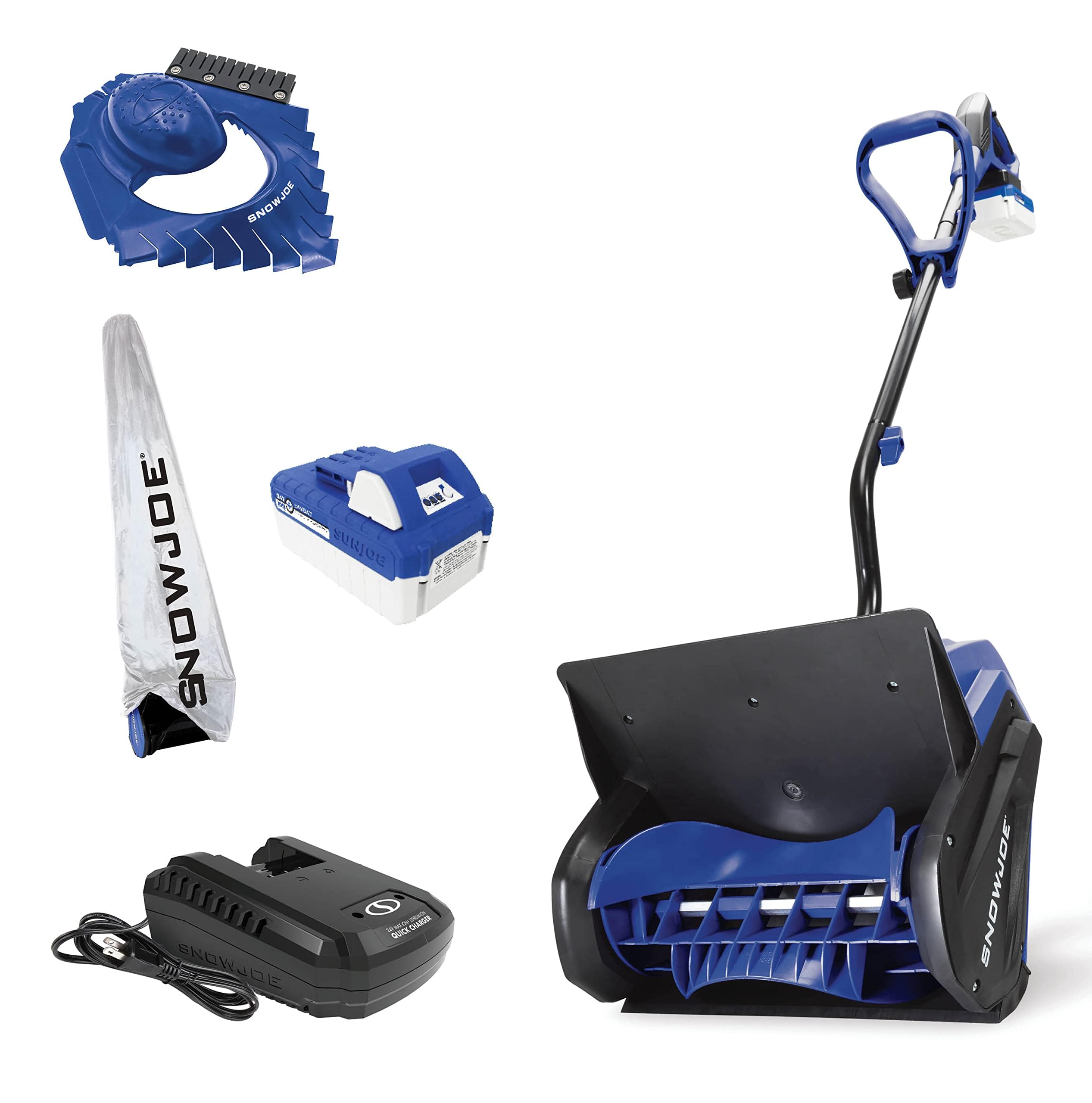 71Casgt3i8L Snow Joe 24V-SS13-TV1 Bundle | 13" Cordless Snow Shovel | 4-Ah Battery | Quick Charger | Cover + Ice Dozer Included (Renewed) - Image 1