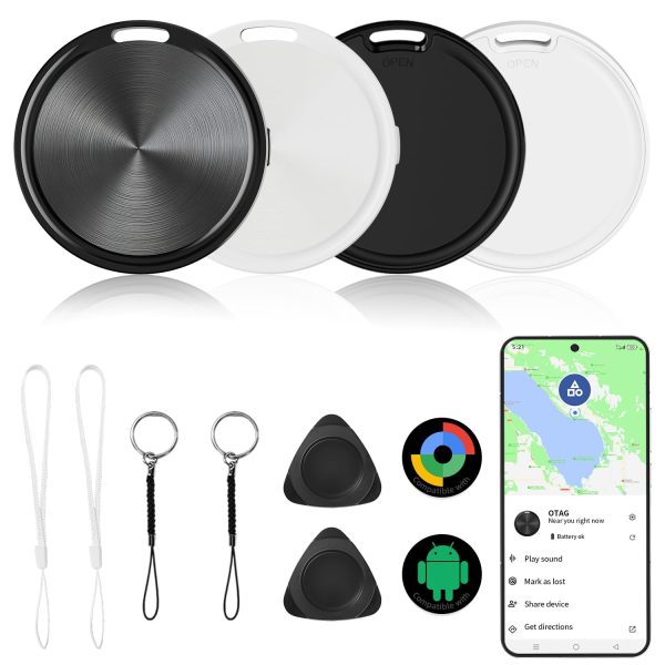 NavmmSenn Android Tracker Tags 4 Pack Air Luggage Tracker Tags Compatible with Google Find Hub App (Android Only) Bluetooth Tracker Key Finder and Item Locator for Wallets, Backpack, Suitcases-Black
