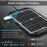 SUNER POWER Waterproof 12W 12V Solar Battery Charger & Maintainer Pro, Built-in UltraSmart MPPT Charge Controller, 12 Volt Solar Panel Trickle Charging Kits for Car Automotive Boat Marine RV Trailer - Image 6