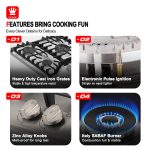 GASLAND 30 Inch Gas Cooktop, PRO GH2305SF 5 Burner Propane Stovetop, Built-in NG/LPG Convertible Cooktops, Gas Countertop Plug-in with Thermocouple Protection, Stainless Steel - Image 8