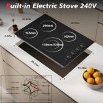 30 Inch Electric Cooktop 4 Burners with Knob Control,6700W Built-in Radiant Electric Cooktop, 9 Power Levels, Hot Warning, 220V Hard Wire(No Plug) - Image 3