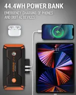 Powrun P-ONE Jump Starter, 2000A Portable Jump Box - Car Jump Starter Battery Pack for up to 8.0L Gas and 6.5L Diesel Engines, 12V Battery Jump Starter with Carry Case (Orange) - Image 4