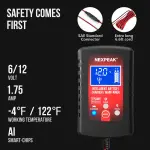 1.75-Amp Car Battery Charger, 6V and 12V Smart Fully Automatic Battery Charger Maintainer, Trickle Charger, Battery Desulfator for Car, Lawn Mower, Motorcycle, Boat, Marine Lead Acid Batteries - Image 6