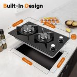 Gas Stove 2 Burner, Propane Cooktop 12 Inch, Built-in Gas Cooktop Black Tempered Glass Stove Top with Thermocouple Protection, LPG/NG Dual Fuel Hob for Apartment, Kitchen, RV - Image 3