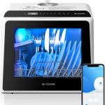 BLITZHOME Portable Dishwasher Countertop, WIFI Smart Dishwasher, Compact Dishwashers with 5L Built-in Water Tank, 6 Programs, 360° Dual Spray, High-Temp& Air-Dry Function, Fruit Cleaning