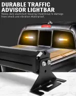 HLauto 1002L Emergency Strobe Traffic Advisor Light Bar: 40 LED Dash Safety Warning Flashing Light, Front/Rear Windshield Visor for Construction Vehicle, Tow/Plow Truck (2x10.7inch, Amber White) - Image 4