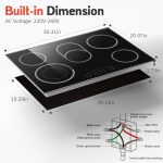 Pladeca 30 Inch Electric Cooktop, 5 Burner Electric Stove Top Touch Control, 8400W Built-in Ceramic Stovetop Burner 30" with Expandable Zone, Child Lock, Timer, Overheat Alert, 220-240v Hardwired - Image 3