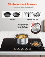 VEVOR Induction Cooktop, 9200W Electric Countertop Burner, 5 Burner Knob Control Stove, Built-in Induction Cooktop with 12 Temperature Settings, Glass Surface, Auto Shut-Off - Image 9