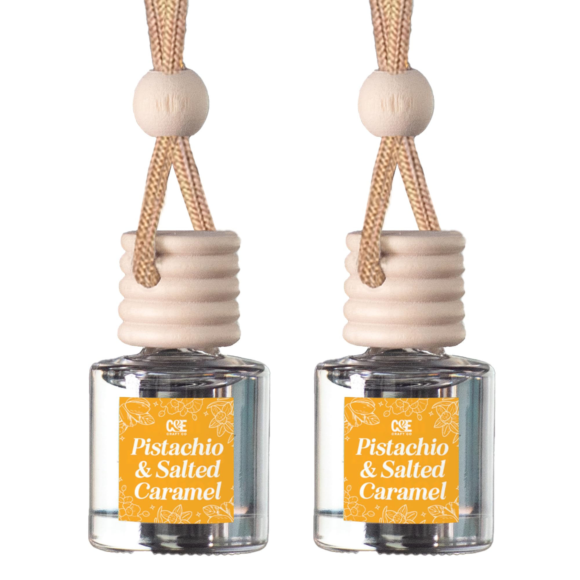 71My+NjTQFL CANDECraftCo Car Air Hanging Fragrance Oil, Car Auto Freshener for Essential Oils, Scents Fragrance Aromatherapy Automobile Diffuser, Long Lasting (Pistachio & Salted Caramel) - Image 1