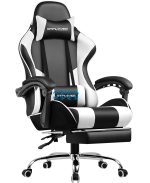 GTPLAYER Gaming Chair, Computer Chair with Footrest and Lumbar Support, Height Adjustable Game Chair with 360°-Swivel Seat and Headrest and for Office or Gaming (Snow White)
