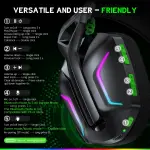 WESEARY Wireless Gaming Headset for Xbox Series X|S, Xbox One, PS5, PS4, PC, Mac, Switch, 2.4GHz + Bluetooth Over-Ear Gaming Headphones with ENC Mic, 3D Stereo, Dynamic LED Lights, 50mm Drivers, 50H - Image 2
