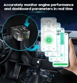 OBD2 Scanner Reader Bluetooth Wireless Auto Diagnostic Scan Tool for iOS & Android for Performance Test Bluetooth 5.4 Car Check Engine Car Code Reader, Clear Error Code Live Data Reset Exclusive APP - Image 2