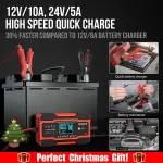 NEXPEAK NC201 10-Amp Battery Charger, Smart Trickle Charger 12V 24V Car Battery Charger Fully Automatic Maintainer Desulfator w/Temp Compensation for Car Truck Lawn Mower Boat Marine Batteries - Image 7