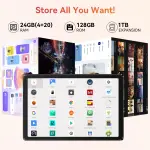 URAO Tablet,10.1" Android Tablet with Octa-core Processor 24GB RAM 128GB ROM HD IPS Touchscreen 8H Battery, Wi-Fi 6, BT 5.0, Dual Camera, Android 15 Tablets 2025 - Image 9