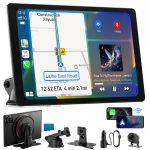 11" Extra Large Wireless Apple CarPlay Screen for Car – Ultra-Slim 0.16 Inch Touchscreen Car Stereo with Android Auto, 4K Dash Cam, 1080p Backup Camera, GPS, Mirror Link, Voice Control