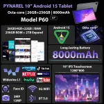 2026 Android 15 Tablet with Keyboard - 26GB+256GB+2TB Expand, Octa-Core, Gemini AI, 2.4G/5G Wifi, 8000mAh, Widevine L1, Dual Camera, 10 Inch 2 in 1 Tablets with Case, Mouse, Stylus (Black Case) - Image 8