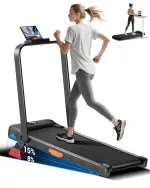 CURSOR FITNESS 15% Incline Walking Pad Treadmill with Handle Bar - 0.6-6.2MPH Quiet Foldable Treadmill for Home Office Under Desk 2.5HP Walking Pad with 300LBS Capacity