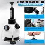 SMOTIVEPRO 2L Manual Brake Bleeder Fluid Pump, One Man Professional Brake Bleeder Kit Suitable for Most European Brake Mast Cylinder Reservoirs - Image 5