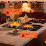 Jessier 2 Burner Electric Cooktop - 12 Inch Plug in Portable 110V Electric Cook Top Two Burner, Built-in & Countertop Ceramic Stove Top with Knob Control, 9 Power Levels and Overheat Protection - Image 5