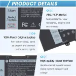 38Wh F62G0 Battery for Dell Inspiron 13 7000 7373 i7373 7386 2-in-1 7370 7380 5370 13-7373-0842 Series P83G P87G P91G P83G001 P83G002 P87G001 Vostro 13 5370 39DY5 039DY5 0F62G0 RPJC3 F62GO 11.4V - Image 4