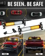 HLauto 1002L Emergency Strobe Traffic Advisor Light Bar: 40 LED Dash Safety Warning Flashing Light, Front/Rear Windshield Visor for Construction Vehicle, Tow/Plow Truck (2x10.7inch, Amber White) - Image 6