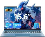 SGIN 15.6 Inch Laptop Computer, Win 11 Laptops with 16GB RAM 1024GB SSD, Core i3 CPU(Up to 3.9GHz), Backlit Keyboard, 53.2WH Battery, WiFi 6, IPS FHD Display, 180° Viewing, HDMI Type-C