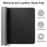 Aothia Non-Slip Waterproof PU Leather Desk Pad Protector for Mouse, Writing Desk, Office, Home, Laptop Blotter, 23.6" x 13.7", Black - Image 4