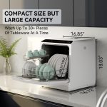 Hermitlux Portable Countertop Dishwashes, 5 Washing Programs Mini Dishwasher with 5-Liter Built-in Water Tank for Apartments & RVs, Tabletop Dishwasher with LED Light & Glass Door, No Hookup Needed - Image 7