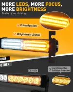 HLauto 1002L Emergency Strobe Traffic Advisor Light Bar: 40 LED Dash Safety Warning Flashing Light, Front/Rear Windshield Visor for Construction Vehicle, Tow/Plow Truck (2x10.7inch, Amber White) - Image 7