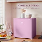HOMCOM Mini Freezer Countertop, 1.1 Cu.Ft Compact Upright Freezer with Removable Shelves, Reversible Door for Home, Dorm, Apartment and Office, Pink - Image 7