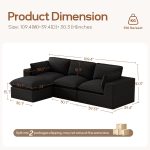110" Modular Cloud Sectional Sofa – Convertible Corduroy L-Shape Couch with Ottoman, Modern Comfy 3 Seater Boneless Sectional - Image 7