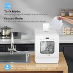 AIRMSEN Narrow Countertop Dishwasher with 5L Water Tank, Portable Dishwasher with 14.6" Narrow & 20.1" Deep Design, 9 Programs, 24H Delay Start & 360° Dual Spray, No Hookup Needed, C01, White - Image 4