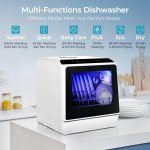EUHOMY Countertop Dishwasher Portable with 6 Programs, 5L Built-in Water Tank for Apartments & RV, 167℉ High-Temp, No Hookup Needed, Mini Dishwasher with Baby Care, Air Dry/Quick/ECO/Fruit/Normal Mode - Image 9