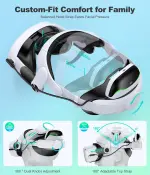 DXKK for Meta Quest 3/3s Head Strap with Battery - Magnetic & Extended 3H & Digital Display, Double Dials, Quick-Switch Reality Mode, Comfort VR Headset Strap for Oculus Quest 2, MQ4000 - Image 5