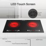 VBGK Electric cooktop,110V 24 inch 2 Burner Electric Cooktop,Built-in and Countertop Stove Top,2200W Stove,9 Power Levels, Kids Lock & Timer,LED touch control,Overheat Protection - Image 3