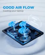 havit HV-F2056 15.6"-17" Laptop Cooler Cooling Pad - Slim Portable USB Powered (3 Fans), Black/Blue - Image 3