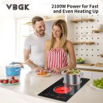 VBGK Electric Cooktop,12 Inch Built-in Radiant Electric Stove Top,110V 2100W 2 burner cooktop With 9 Heating Level, Timer & Kid Safety Lock, Sensor Touch Control 2 burner Induction Cooktop - Image 8